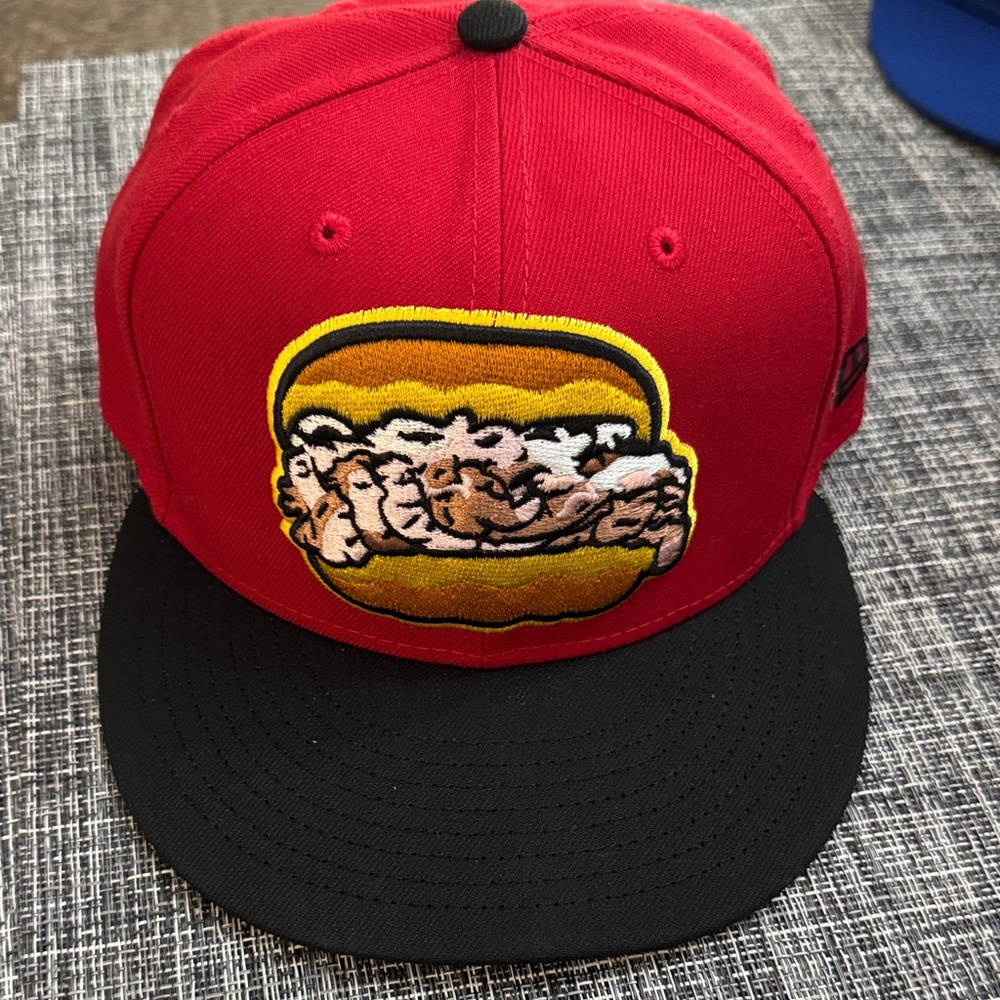 Red and Black Official On Field Minor League Cap with Embroidered Design